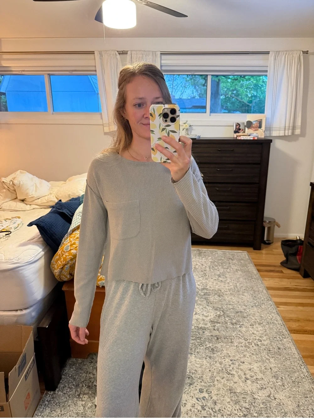 Anthropologie Light Gray Ribbed Long Sleeve - Picture 2 of 3